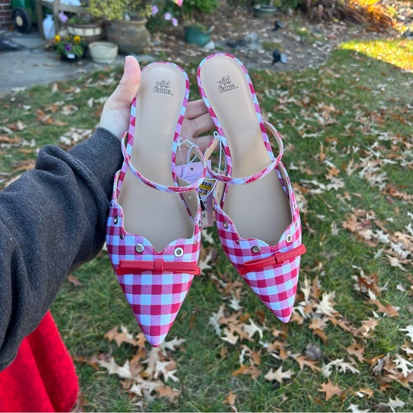 Nwt Wild Fable - Women's Lysandra Gingham Eyelet Kitten Heels - size 10 spring - Picture 5 of 7